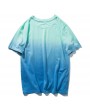 Mens Gradient Ramp Colour O neck Short Sleeve Loose Casual T shirt