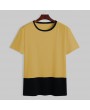 Mens 100% Cotton Breathable Contrast Color Short Sleeve Casual T-Shirts