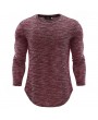 Mens Knitting Tops Solid Color Long-Sleeved O-Neck Regular Fit Casual T shirt