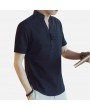 Mens National Style Cotton Linen Summer Short Sleeve Casual T shirt