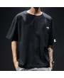 Mens Cotton Breathable Brief Embroidered Short Sleeve Crew Neck Casual Pullover T shirt