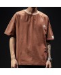 Mens Cotton Breathable Brief Embroidered Short Sleeve Crew Neck Casual Pullover T shirt