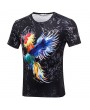 Mens Fashion 3D Printed Short Sleeve Rooster O-Neck Cotton Casual T-Shirt