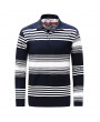 Mens Fashion Stripe Color Long Sleeve Lapel Collar Cotton Casual Golf Shirt