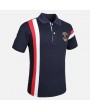 Mens Summer Breathable Embroidery Patchwork Business Casual Golf Shirt