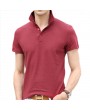 Mens Summer Solid Color Brief Style Short Sleeve Casual Cotton Golf Shirt