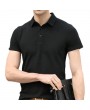 Mens Summer Solid Color Brief Style Short Sleeve Casual Cotton Golf Shirt