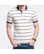 Mens Stripes Pattern Golf Shirt Turn-down Collar Short Sleeve Casual Tops