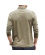 Mens Fall Brief Solid Color Turn-down Collar Long Sleeve Casual Polo Shirt