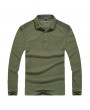 Mens Fall Brief Solid Color Turn-down Collar Long Sleeve Casual Polo Shirt