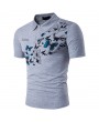 Mens Summer Butterfly Printed Short Sleeve Turn-down Collar Casual Golf Shirts