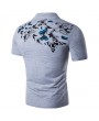 Mens Summer Butterfly Printed Short Sleeve Turn-down Collar Casual Golf Shirts