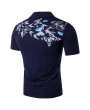 Mens Summer Butterfly Printed Short Sleeve Turn-down Collar Casual Golf Shirts