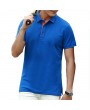 Mens Brief Style Solid Color Tops Turn-down Collar Short Sleeve Casual Cotton Golf Shirt