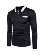 Mens Brief Style Golf Shirt Breathable Solid Color Slim Fit Long Sleeve Casual T Shirt