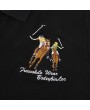 Mens Character Horse Embroidery Golf Shirt Turndown Collar Long Sleeve Casual Tee Tops