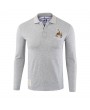 Mens Character Horse Embroidery Golf Shirt Turndown Collar Long Sleeve Casual Tee Tops