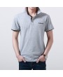 Mens Cotton Stand Collar Golf Shirt Summer Embroidery Button Short Sleeves T-shirt