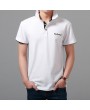 Mens Cotton Stand Collar Golf Shirt Summer Embroidery Button Short Sleeves T-shirt