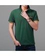 Mens Cotton Stand Collar Golf Shirt Summer Embroidery Button Short Sleeves T-shirt