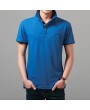 Mens Cotton Stand Collar Golf Shirt Summer Embroidery Button Short Sleeves T-shirt