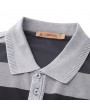 Cotton Stripe Printed Turn-down Collar Short Sleeve Casual Business Golf Shirt for Men