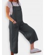 Wide Leg Pockets Solid Color Straps Jumpsuit