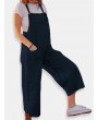 Wide Leg Pockets Solid Color Straps Jumpsuit