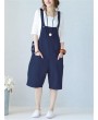 Sleeveless Button Solid Color Pockets Jumpsuit