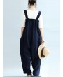 Vintage Pure Color Sleeveless Side Pocket Long Jumpsuits