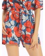 Women Vintage Floral Print V-neck Half Sleeve Short Jumpsuit