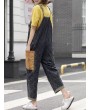 Print Patchwork Spaghetti Straps Pockets Casual Jumpsuit