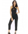 Women Casual Halter Collar Backless Hollow High Waist Jumpsuit