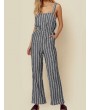 Casual Striped Straps Jumpsuit With Pockets