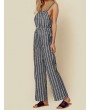 Casual Striped Straps Jumpsuit With Pockets