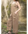 Side Pockets Wide Straps Solid Color Jumpsuit