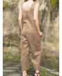 Side Pockets Wide Straps Solid Color Jumpsuit