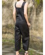 Side Pockets Wide Straps Solid Color Jumpsuit