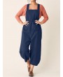 Bib Cargo Pocket Drawstring Overalls Jumpsuit