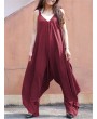 Baggy Wide Leg Spaghetti Straps V Neck Maxi Jumpsuit