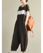 Stripe Casual Overalls Bib Cargo Pants Short Sleeve Long Jumpsuits