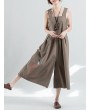 Embroidery Sleeveless Overall Wide Leg Jumpsuit For Women