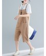 Solid Color Overall Casual Cropped Romper For Women