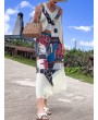 Folk Style Print Patchwork Wide Leg Jumpsuit For Women