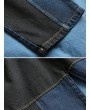 Contrast Color Patchwork Elastic Waist Casual Denim