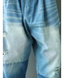 Patchwork Solid Color Ripped Harem Jeans For Women