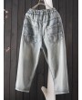 Embroidery Harem Elastic Waist Casual Jeans