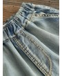 Harem Embroidery Elastic Waist Pockets Casual Jeans