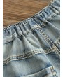 Harem Embroidery Elastic Waist Pockets Casual Jeans