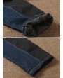 Women Vintage Patchwork Elastic Waist Harem Jeans With Pockets